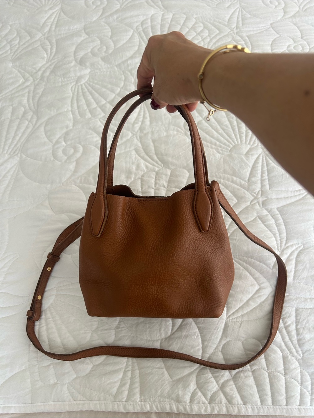 Madewell Women's Saddle Brown Small Leather Tote/Crossbody bag